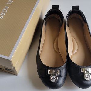 Michael Kors Hamilton Ballet Flats Black Leather Size 6.5